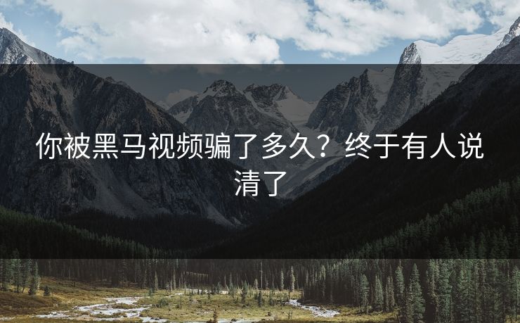 你被黑马视频骗了多久？终于有人说清了