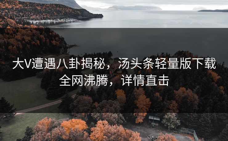 大V遭遇八卦揭秘，汤头条轻量版下载全网沸腾，详情直击