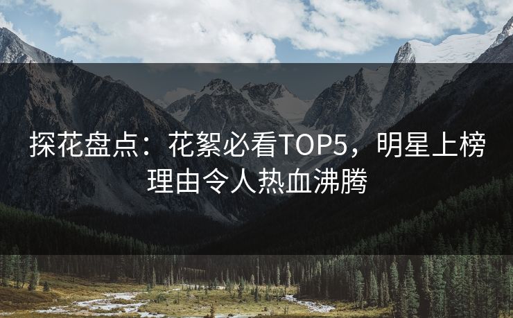 探花盘点：花絮必看TOP5，明星上榜理由令人热血沸腾