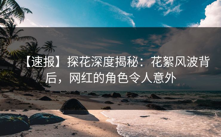 【速报】探花深度揭秘：花絮风波背后，网红的角色令人意外