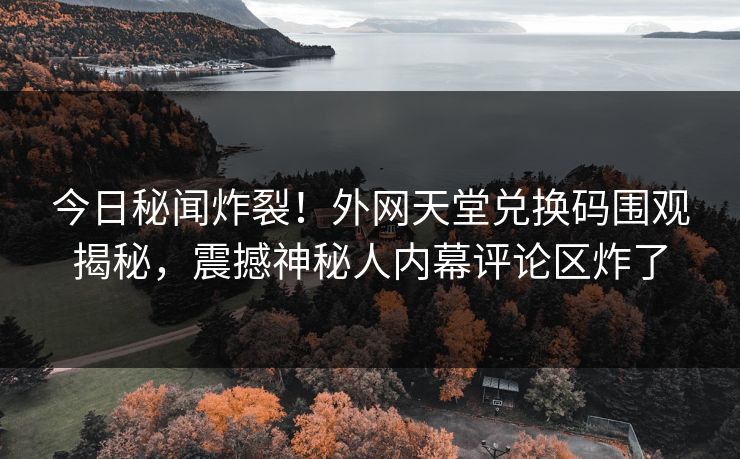 今日秘闻炸裂！外网天堂兑换码围观揭秘，震撼神秘人内幕评论区炸了