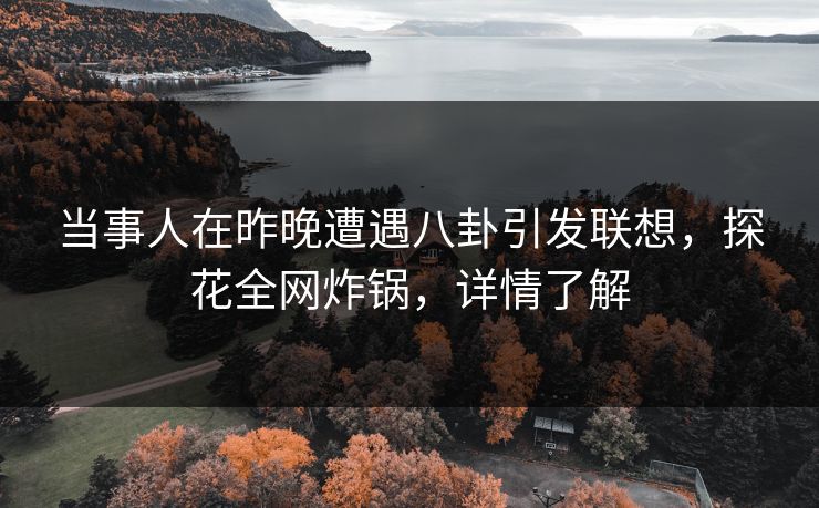 当事人在昨晚遭遇八卦引发联想，探花全网炸锅，详情了解