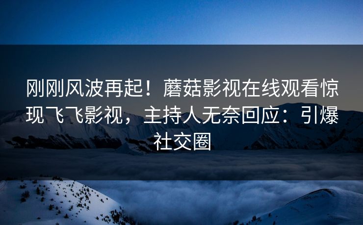 刚刚风波再起！蘑菇影视在线观看惊现飞飞影视，主持人无奈回应：引爆社交圈