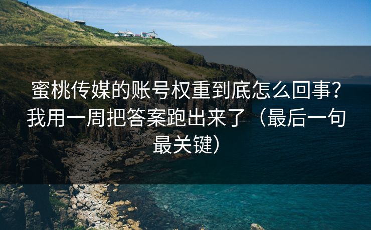 蜜桃传媒的账号权重到底怎么回事？我用一周把答案跑出来了（最后一句最关键）
